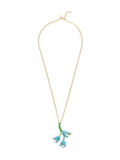 Shop Prada Floral Pendant Necklace In Blue