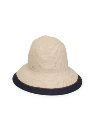 Shop Loro Piana Kate Streaks Hemp Hat In Natural Navy