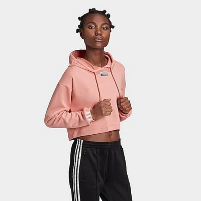 Shop Adidas Originals Adidas Women's Originals R.y.v. Cropped Hoodie In Pink