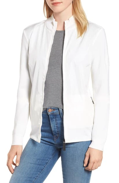 Shop Canada Goose Windbridge Zip Front Sweater Jacket In White