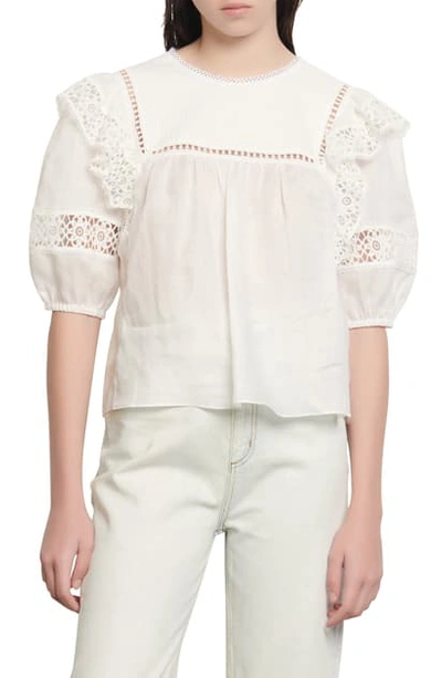 Shop Sandro Elley Lace & Eyelet Top In White