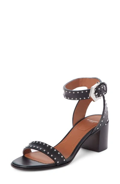 Shop Givenchy Studded Ankle Strap Sandal In Black Leather