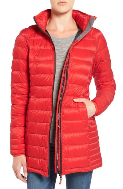 Shop Canada Goose 'brookvale' Hooded Quilted Down Coat In Red/ Black