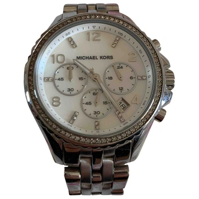 Pre-owned Michael Kors Silver Steel Watch
