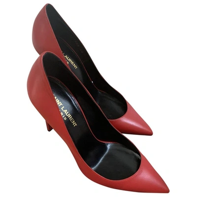 Pre-owned Saint Laurent Anja Red Leather Heels