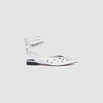 Shop Sandro Pointed Ballet Flats With Eyelets In White