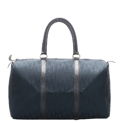 Pre-owned Dior Blue/dark Blue Oblique Canvas Duffle Bag