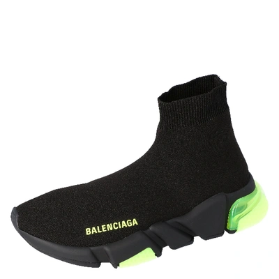 Pre-owned Balenciaga Black Knit Speed Clear Sole Sneakers Size 38