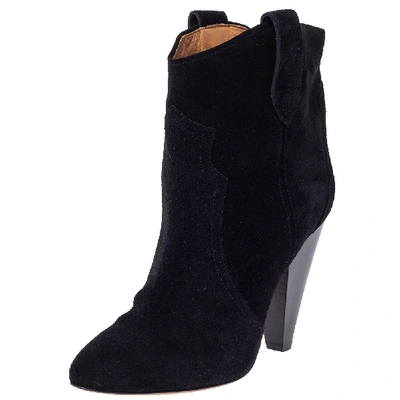 Pre-owned Isabel Marant Black Suede Roxann Ankle Boots Size 38
