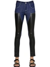 GIVENCHY NAPPA LEATHER & COTTON DENIM JEANS, BLUE