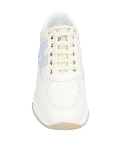 Shop Hogan Woman Sneakers Ivory Size 8 Soft Leather In White