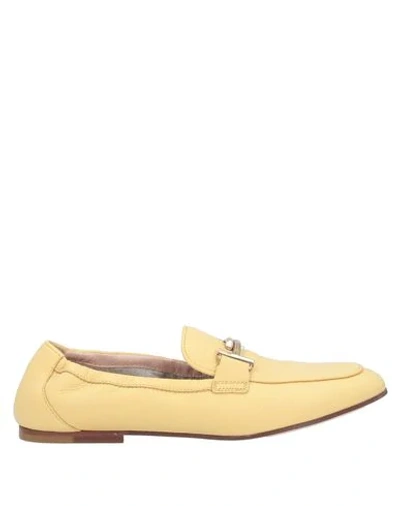 Shop Tod's Woman Loafers Light Yellow Size 7.5 Soft Leather