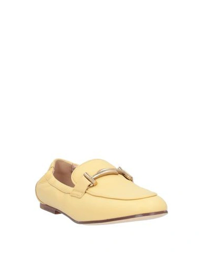 Shop Tod's Woman Loafers Light Yellow Size 7.5 Soft Leather