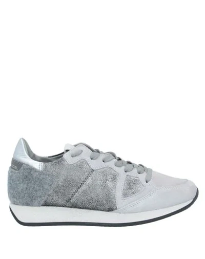 Shop Philippe Model Woman Sneakers Grey Size 6 Soft Leather, Textile Fibers