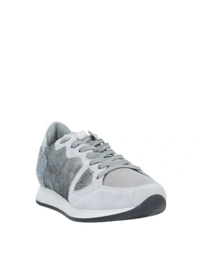 Shop Philippe Model Woman Sneakers Grey Size 6 Soft Leather, Textile Fibers