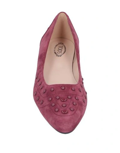 Shop Tod's Woman Ballet Flats Garnet Size 5.5 Soft Leather In Red