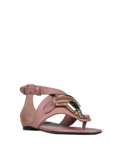 Shop Burberry Toe Strap Sandals In Pastel Pink