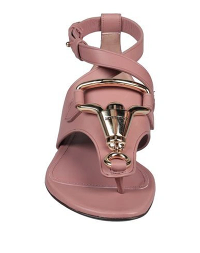 Shop Burberry Toe Strap Sandals In Pastel Pink
