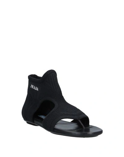 Shop Prada Toe Strap Sandals In Black