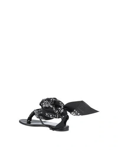 Shop Saint Laurent Woman Toe Strap Sandals Black Size 5.5 Soft Leather, Textile Fibers