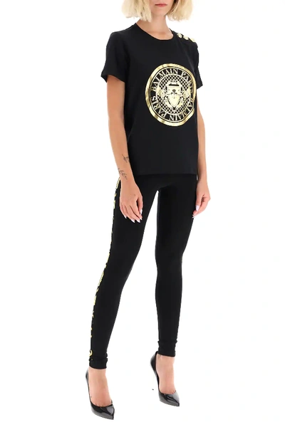 Shop Balmain Medallion Print T-shirt In Black,gold
