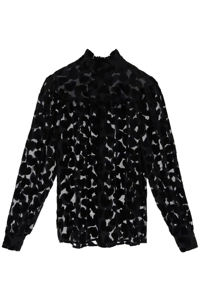 Shop Saint Laurent Devore' Blouse With Hearts In Black