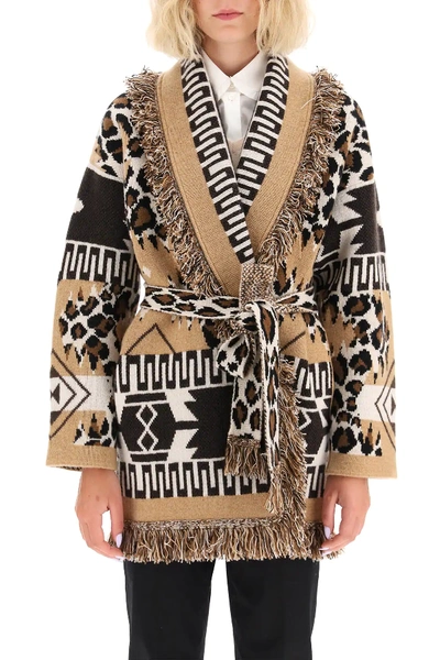 Shop Alanui Icon Leopard Cardigan In Brown,beige,black