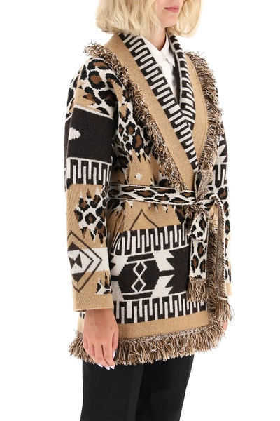 Shop Alanui Icon Leopard Cardigan In Brown,beige,black