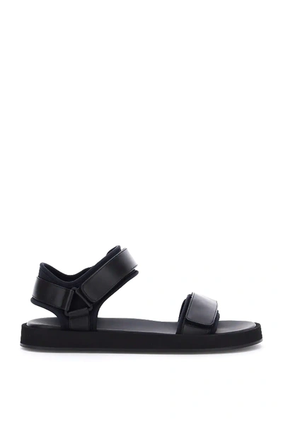 Shop The Row Hook And Loop Flat Sandals In Black
