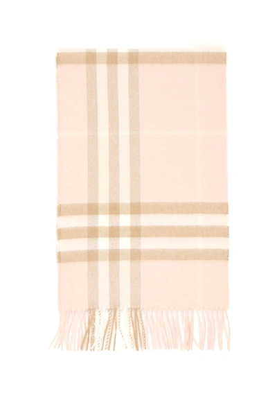 Shop Burberry Giant Check Gauze Scarf In Beige,black,red