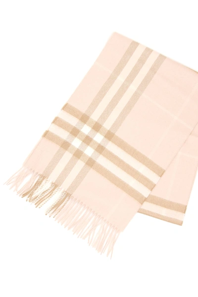 Shop Burberry Giant Check Gauze Scarf In Beige,black,red