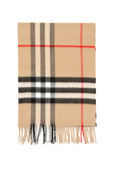Shop Burberry Giant Check Scarf In Beige,red,black