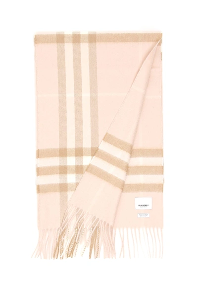 Shop Burberry Giant Check Gauze Scarf In Beige,black,red