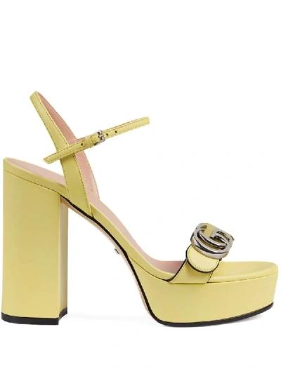 Shop Gucci Double G Platform Sandals In Yellow