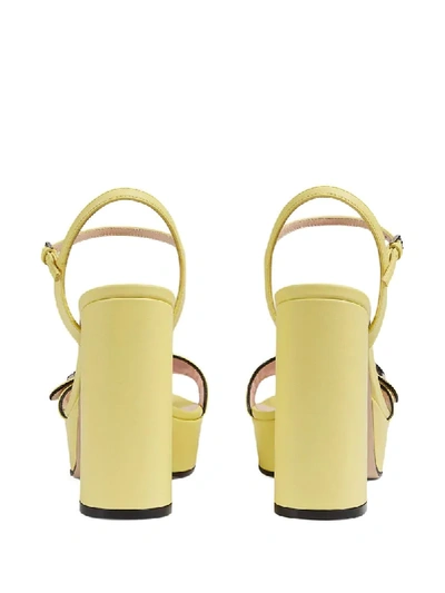 Shop Gucci Double G Platform Sandals In Yellow