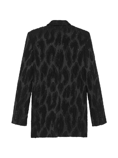 Shop Saint Laurent Bead-embroidered Leopard Jacket In Black