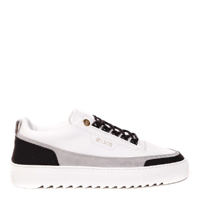 Shop Mason Garments White Leather Sneakers In White/black