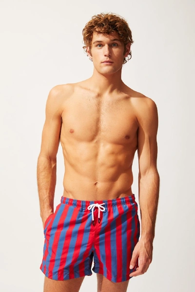 Shop Solid & Striped Men's Classic Swimsuit In Red Navy Stripe