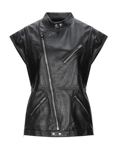 Shop Celine Leather Jacket In Black