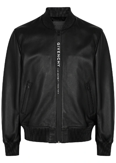 Shop Givenchy Black Leather Bomber Jacket