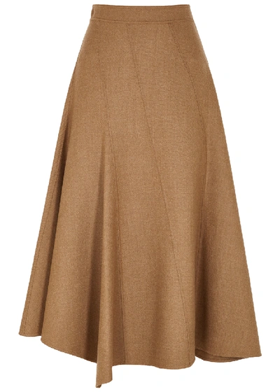 Shop Jw Anderson Brown Panelled Stretch-wool Midi Skirt