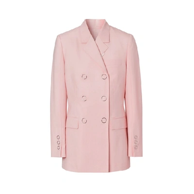 Shop Burberry Tumbled Wool Double-breasted Blazer In Soft Pink