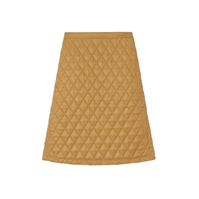 Shop Burberry Diamond Quilted Twill A-line Skirt In Camel