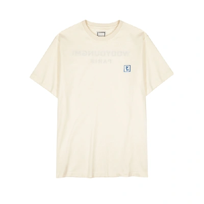 Shop Wooyoungmi Cream Logo-flocked Cotton T-shirt In Ivory