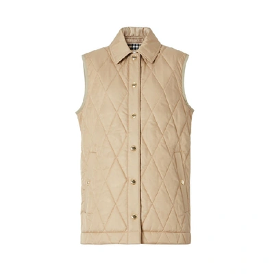 Shop Burberry Diamond Quilted Thermoregulated Gilet In New Chino