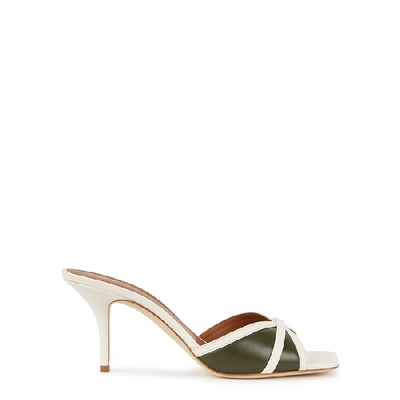 Shop Malone Souliers Perla 70 Two-tone Leather Mules In Khaki