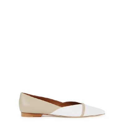 Shop Malone Souliers Colette 10 Two-tone Leather Flats In White