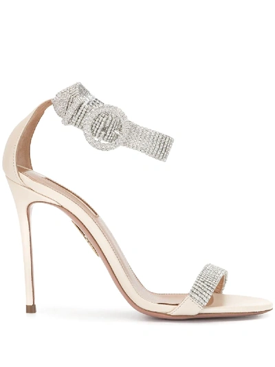 Shop Aquazzura Crystal-embellished Sandals In Neutrals