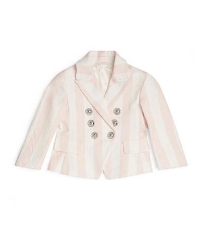 Shop Balmain Kids Striped Button Blazer (6-36 Months)