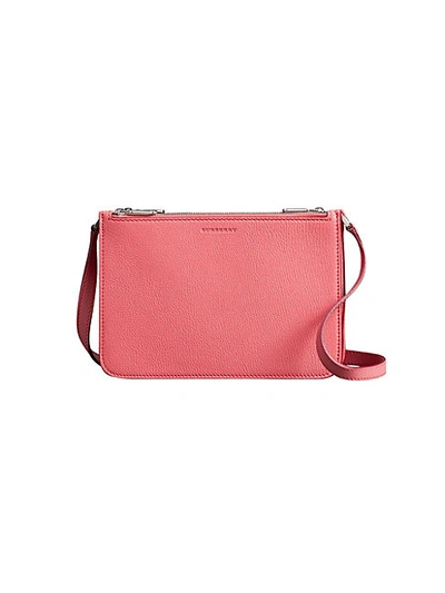 Shop Burberry Leather Crossbody Bag In Bright Coral